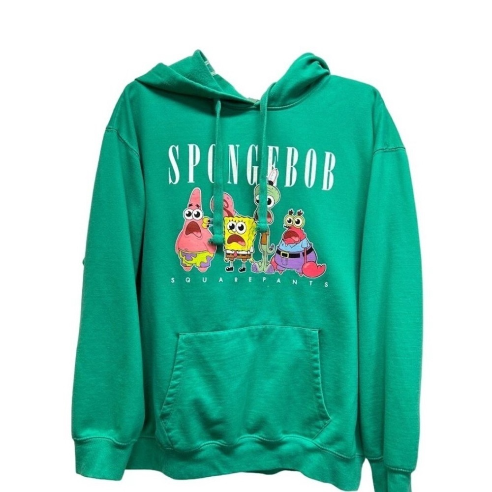 Nickelodeon Sponge Bob Hoodie Womens Medium(7-9) Green Sweatshirt